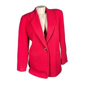 Harve Bernard‎ Womens Red Blazer Jacket Wool Blend Size 8